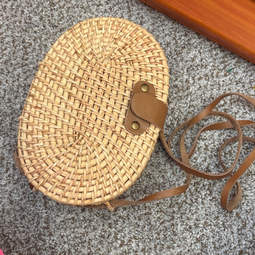 Woven Tan Crossbody Bag